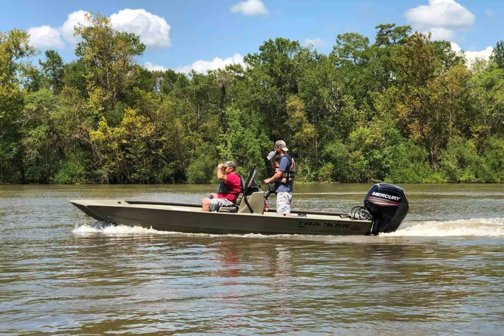 cajun navy disaster relief personnel in a boat