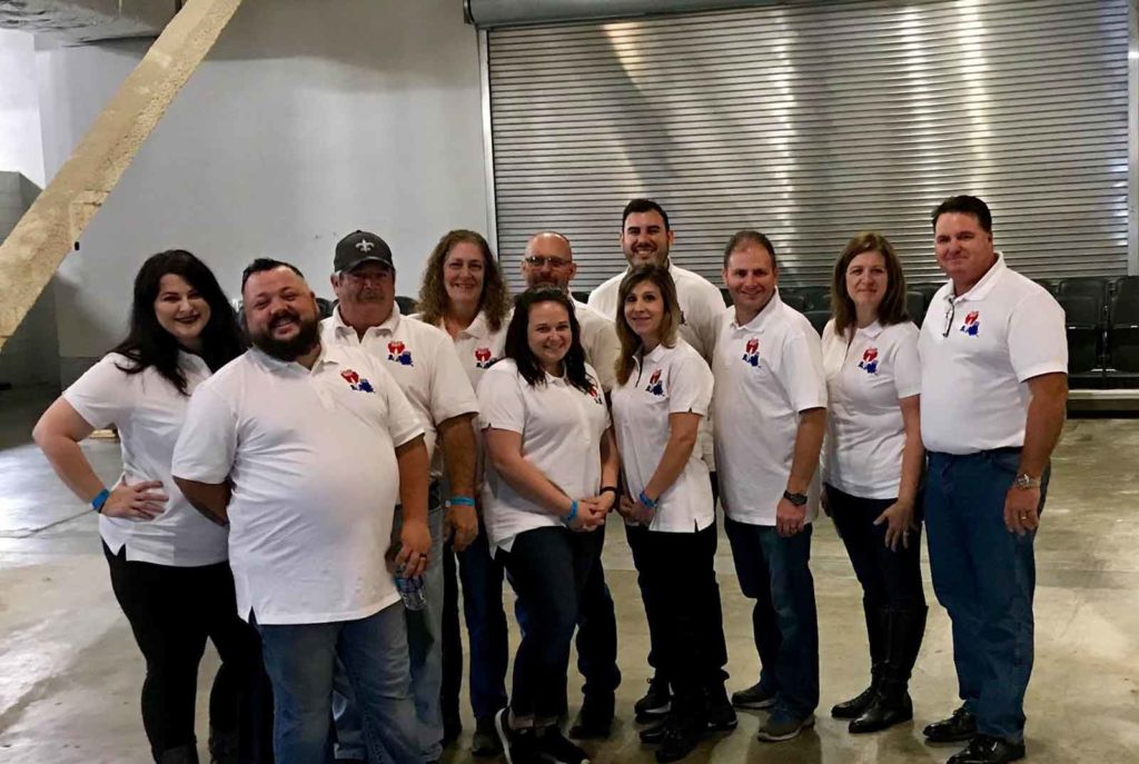 cajun navy volunteers in a warehouse