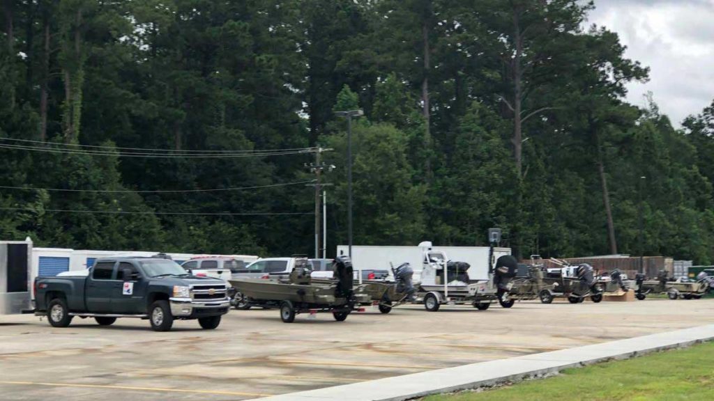 group of boats prepared for disaster response