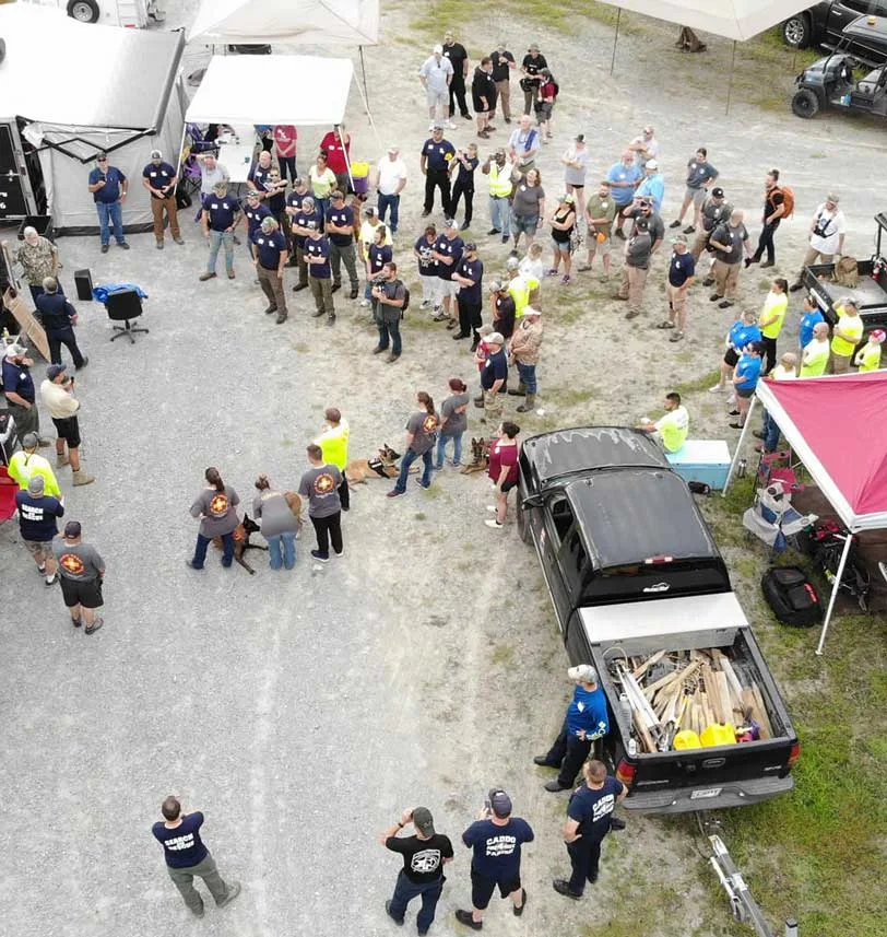 overhead view of cajun navy personnel