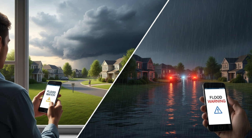 flood watch vs flood warning