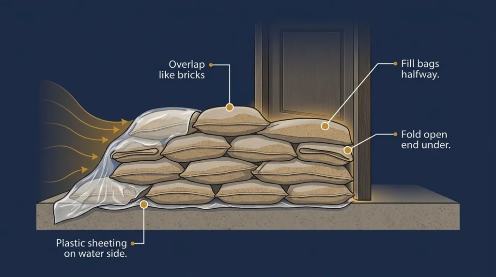 how to stack sandbags for flooding